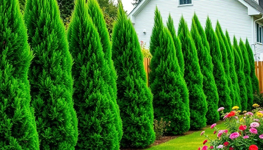 Emerald Green Arborvitae trees creating a natural privacy screen