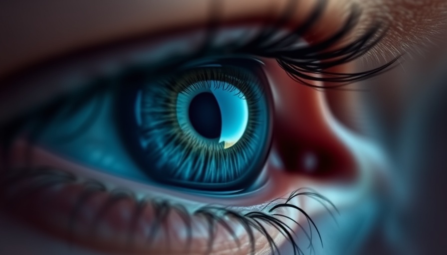 Close-up eye with text about headache causes behind eyes.