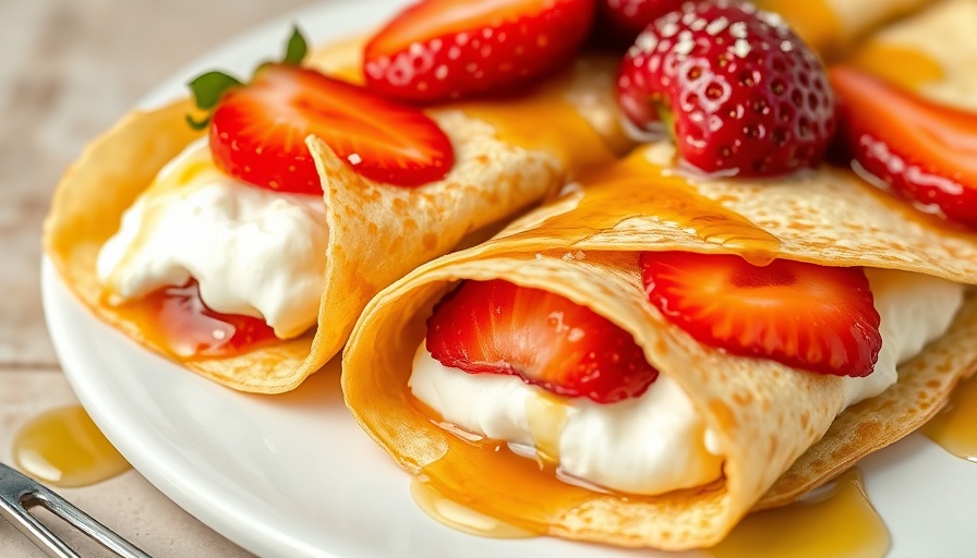 Blended Cottage Cheese Crepes with strawberries on plate.