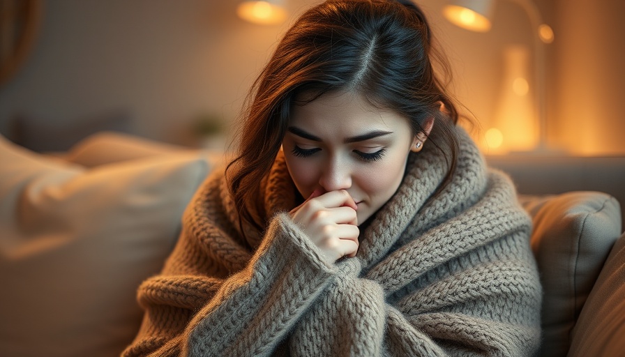 Young woman sneezing in cozy living room, highlighting myths about allergies.