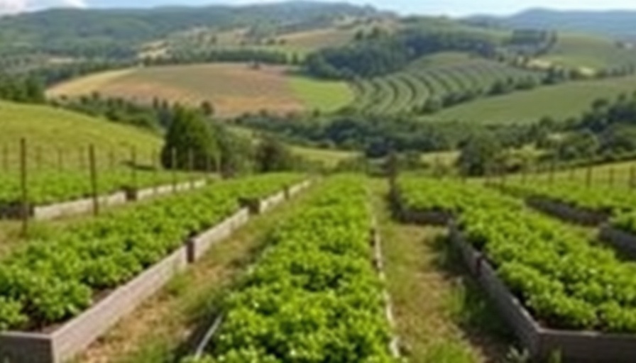 Starting a garden with raised beds in a scenic rural setting.