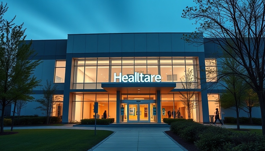 Geriatricians Needed: Modern healthcare building at dusk