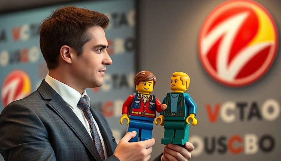 Well-dressed person interacts with LEGO, exploring synesthesia concept.
