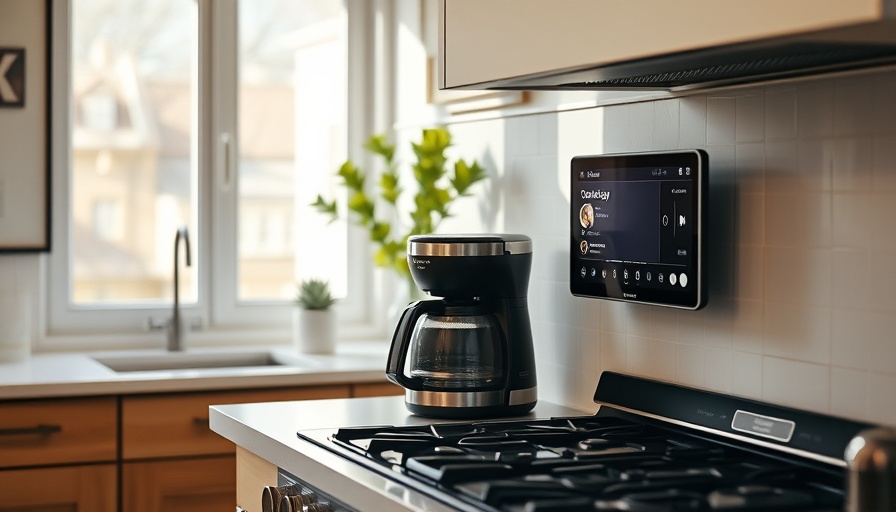 Is the CV Dead: Stovetop coffee maker and smart display in a modern kitchen.