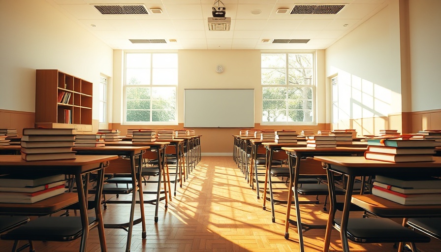 Sunlit classroom with desks and books, Tourette Syndrome in Education