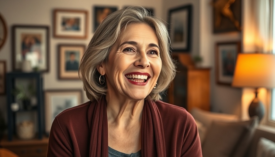 Smiling woman discussing ending stigma around FASD in a cozy home setting.
