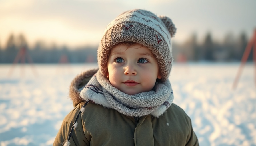 Explore Italy’s Dolomites with a charming winter scene featuring a curious child in the snow.