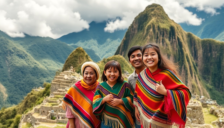 Family at Machu Picchu on a Peru travel itinerary, scenic view.