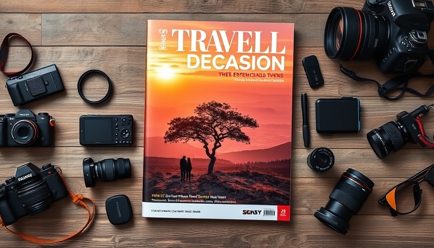 Expats Living in 2025 Insights magazine cover with sunset view, camera gear.