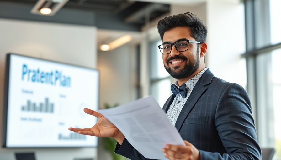 Indian entrepreneur discusses U.S. expansion in a modern office with digital screens.