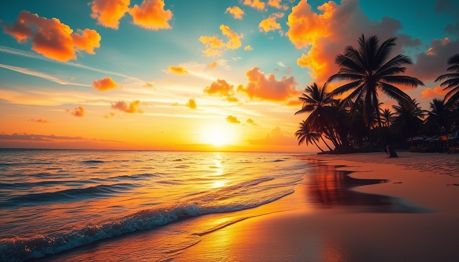 Scenic Caribbean beach sunset, healthcare for expats featured.
