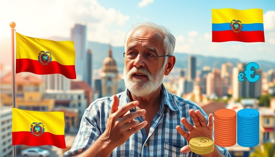 Cost of living in Ecuador 2025 video thumbnail, vibrant cityscape.