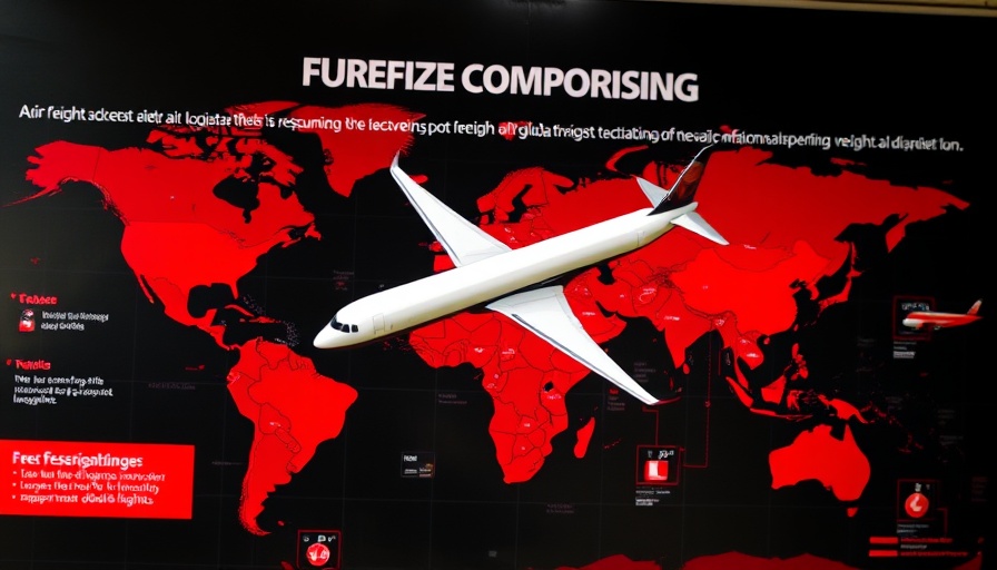 Air freight advertisement with airplane over world map.