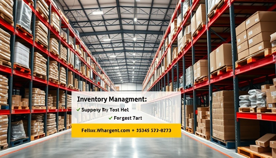Warehouse management service advertisement with contact info.
