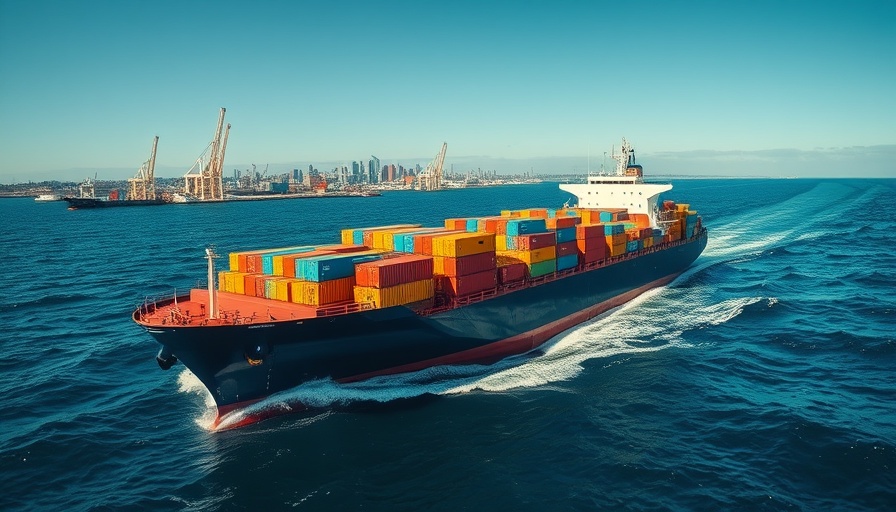 Ocean freight cargo ship carrying containers at sea.