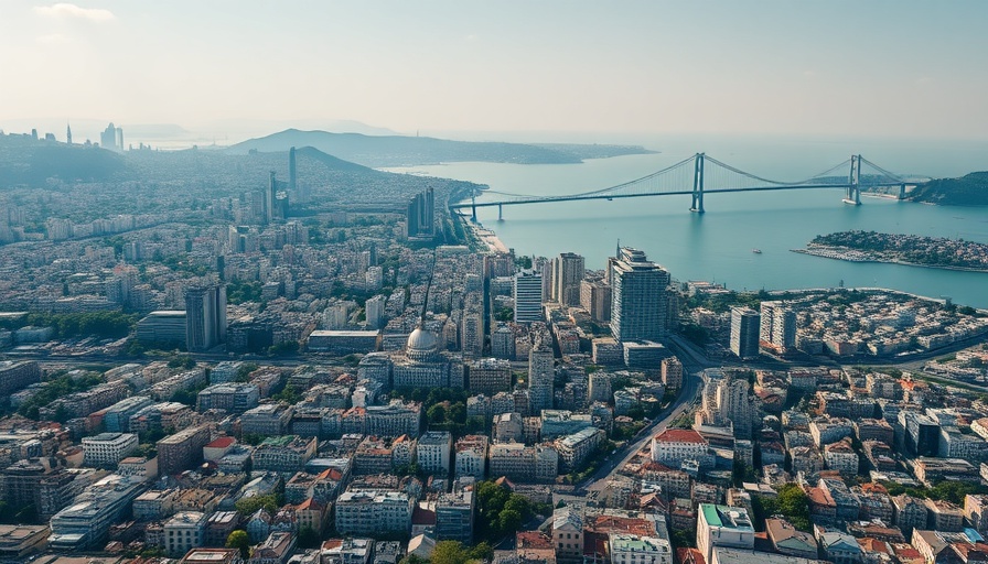 Aerial view of Istanbul showcasing urban landscape and Bosphorus Bridge.