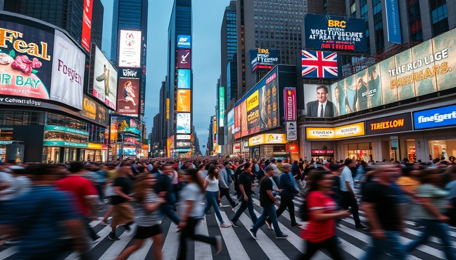 Crowd moving through busy Japan city intersection, vibrant lights.