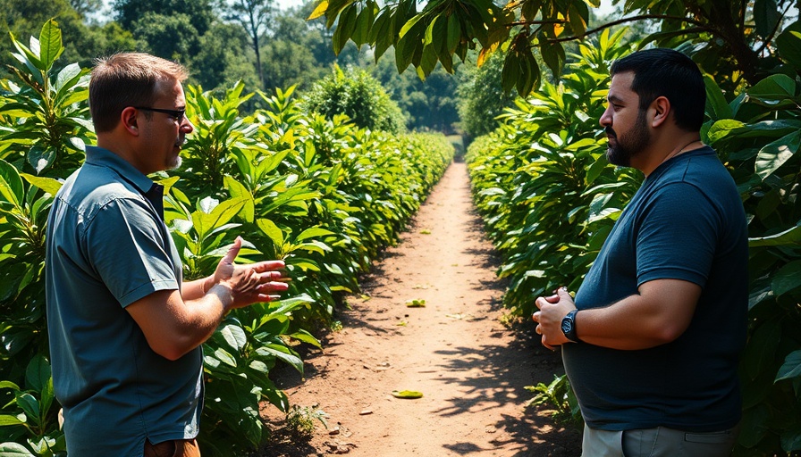 Martin Mayorga coffee culture in coffee field, discussing.