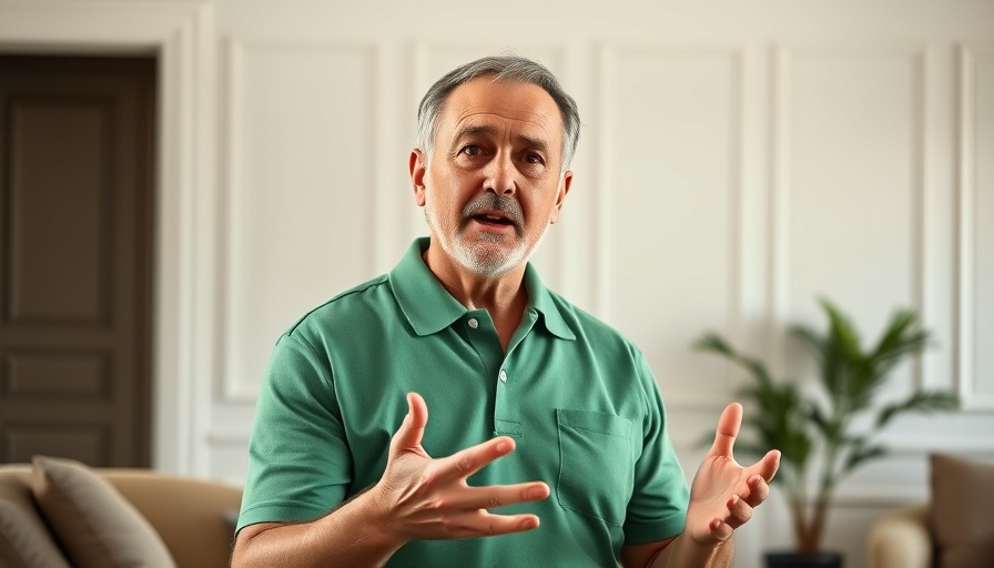 Middle-aged man in green polo speaking, advice on stopping perfectionism.