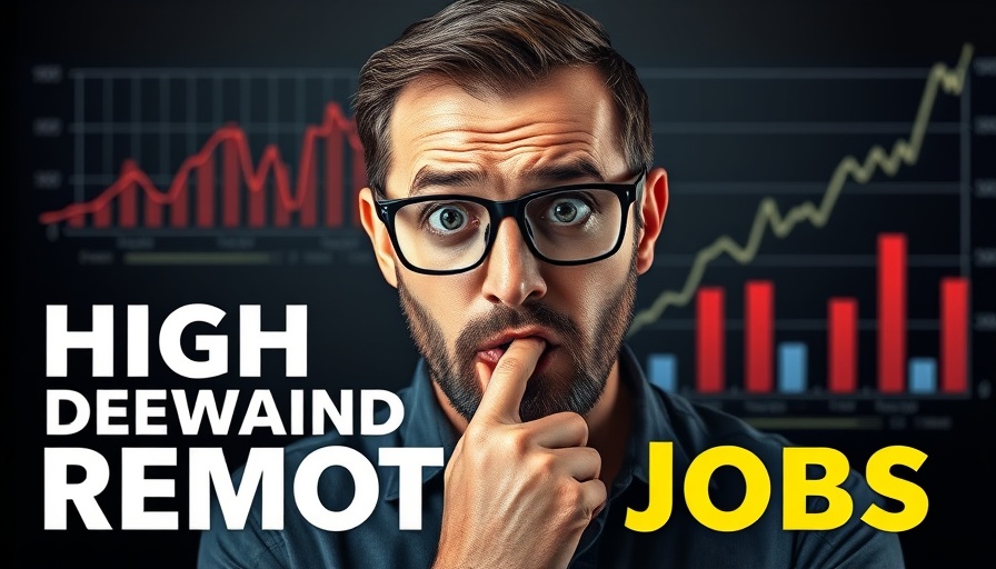 Shocked man with text about high-demand remote jobs and chart.