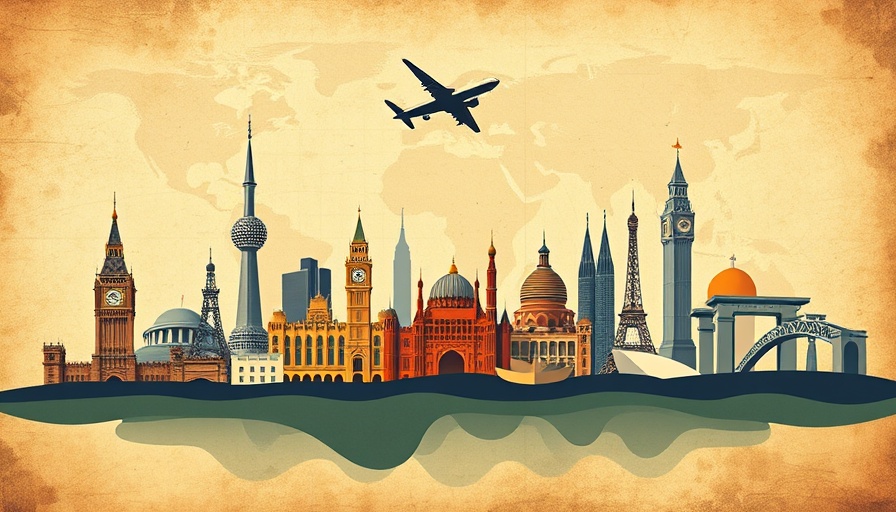 Illustration of iconic landmarks symbolizing best cities for a better life abroad.
