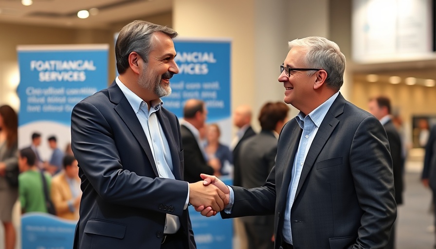 Two professionals discussing building a better financial future at an event.