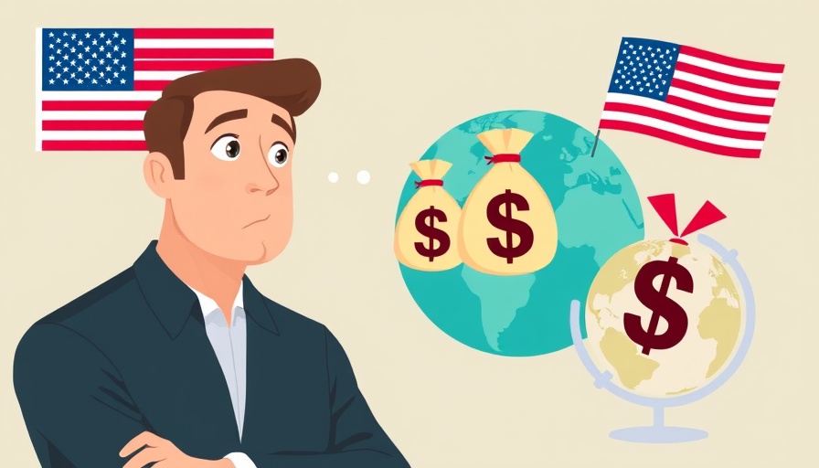 Double Taxation guide illustration for U.S. expats with money bags and flag.