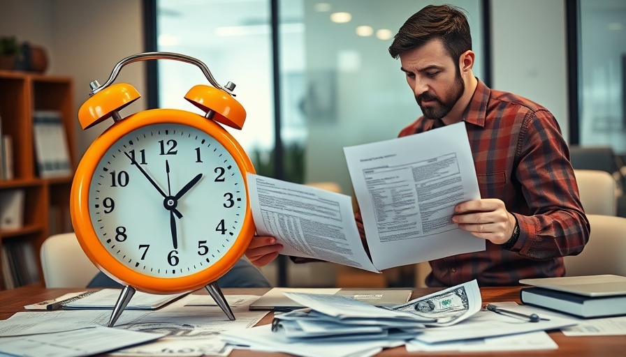 Expat tax deadlines discussion with clock and documents, highlighting urgency.