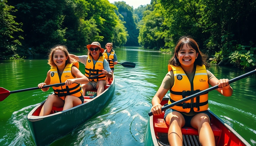 Tourists canoeing in Southeast Asia's lush waterways.