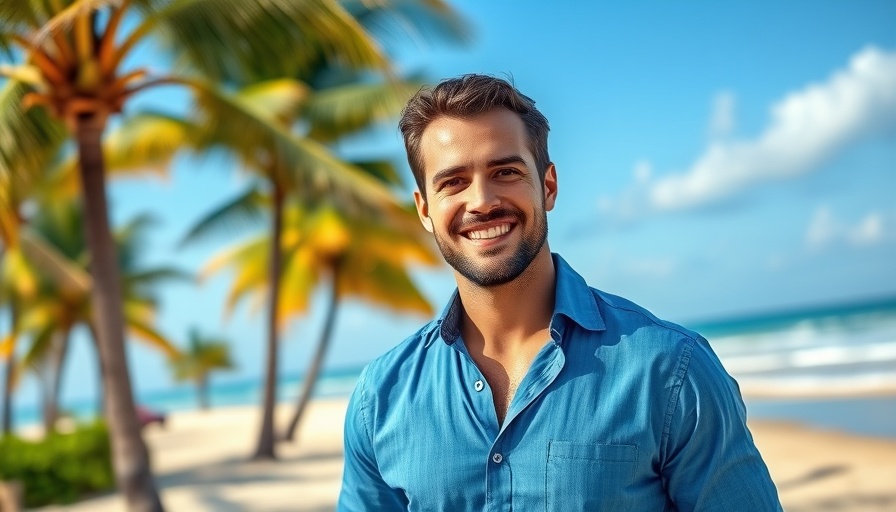 Smiling man discusses health insurance benefits for retirees in Thailand.