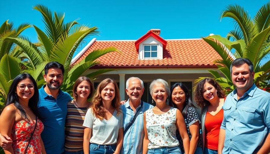 Friendly group in front of house, Thailand condo tour