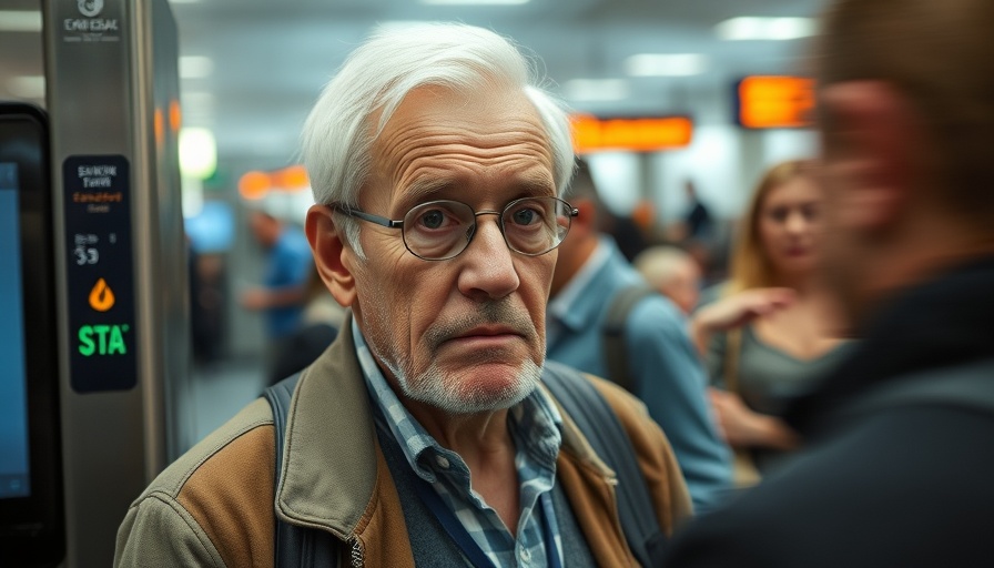 Elderly man encountering TSA scan issue at checkpoint.