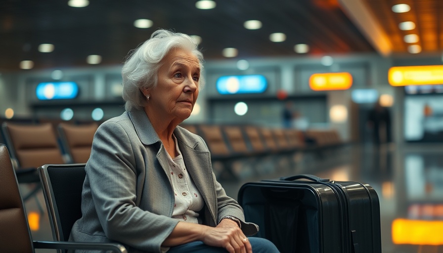 Elderly traveler facing hidden dangers after 70 in an airport.