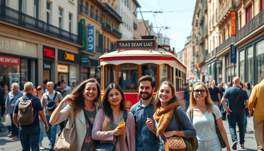 Hong Kong Travel Guide vibrant street scene with tourists near tram.