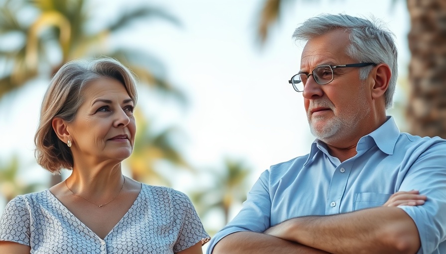Retirement can challenge your marriage discussion with serious middle-aged couple.
