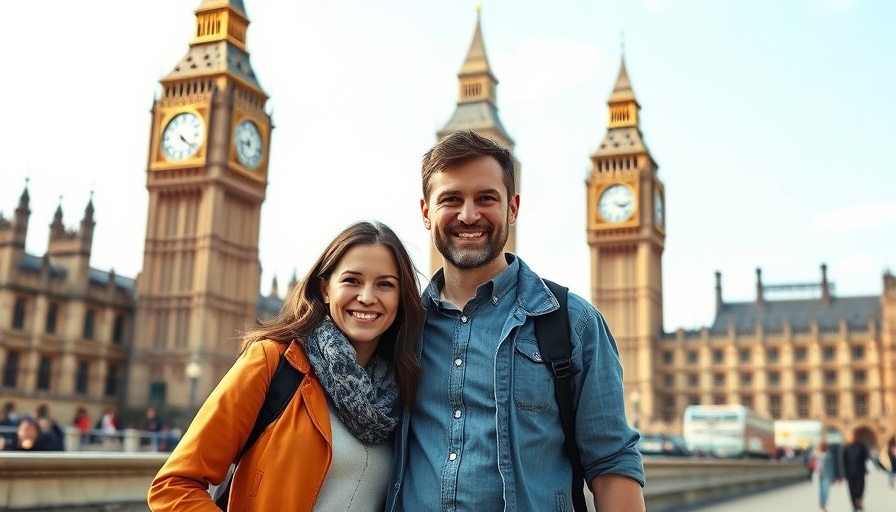 London cost of living for expats: Man and woman smiling by Big Ben.