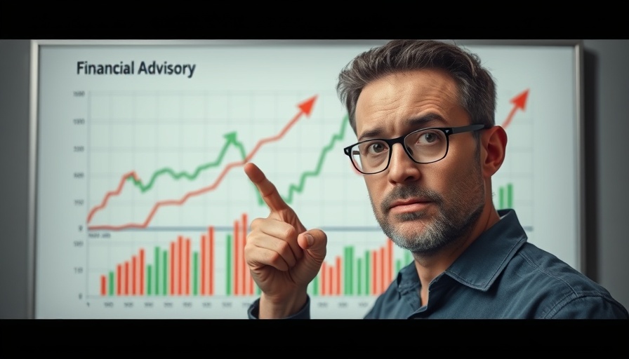 Man pointing at financial chart illustrating $2M portfolio trend over 40 years.