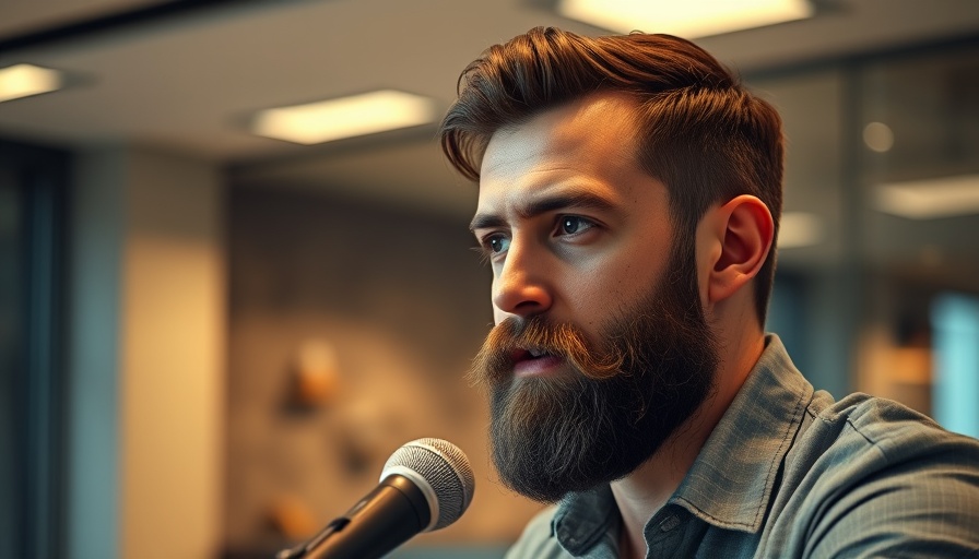 Man speaking into microphone in office environment, setting your kids up for lifelong success theme