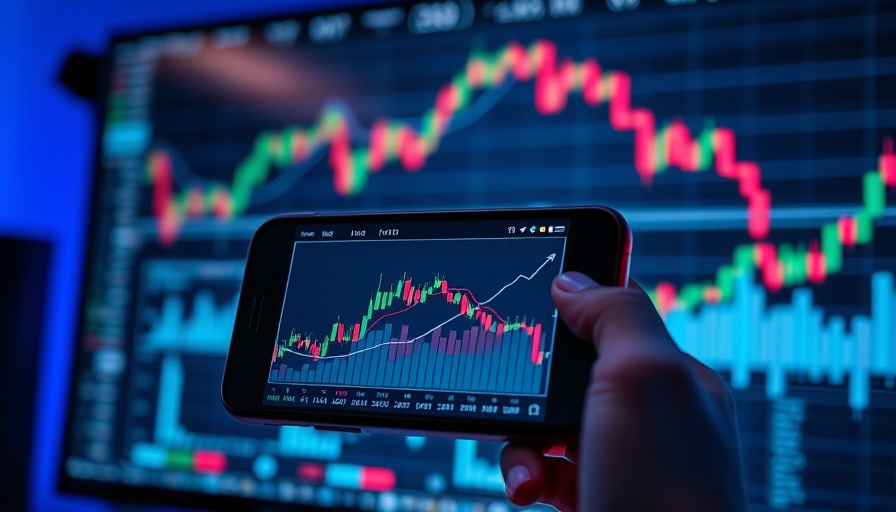 April 2025 foreign exchange markets update visual with financial graphs on phone.