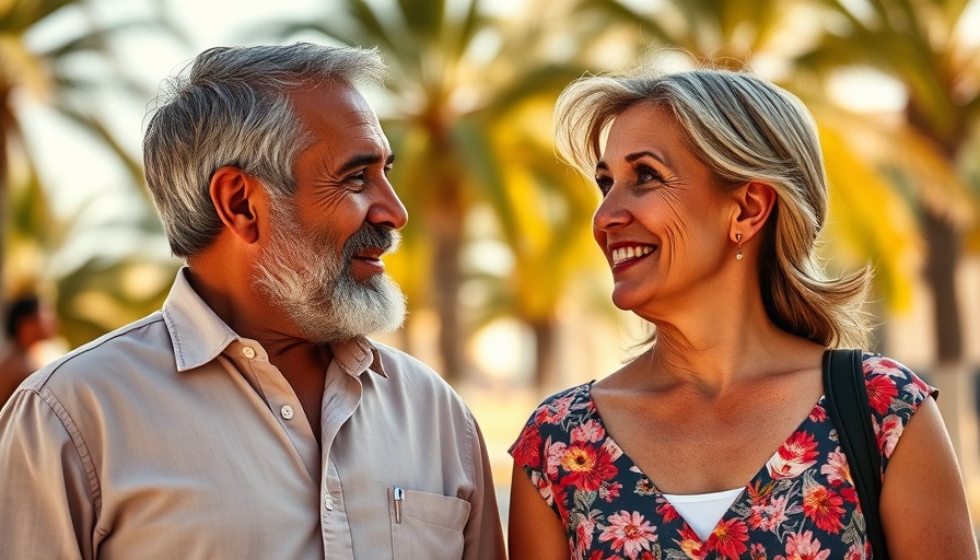 Two people discussing retirement mistakes outdoors, vibrant setting.
