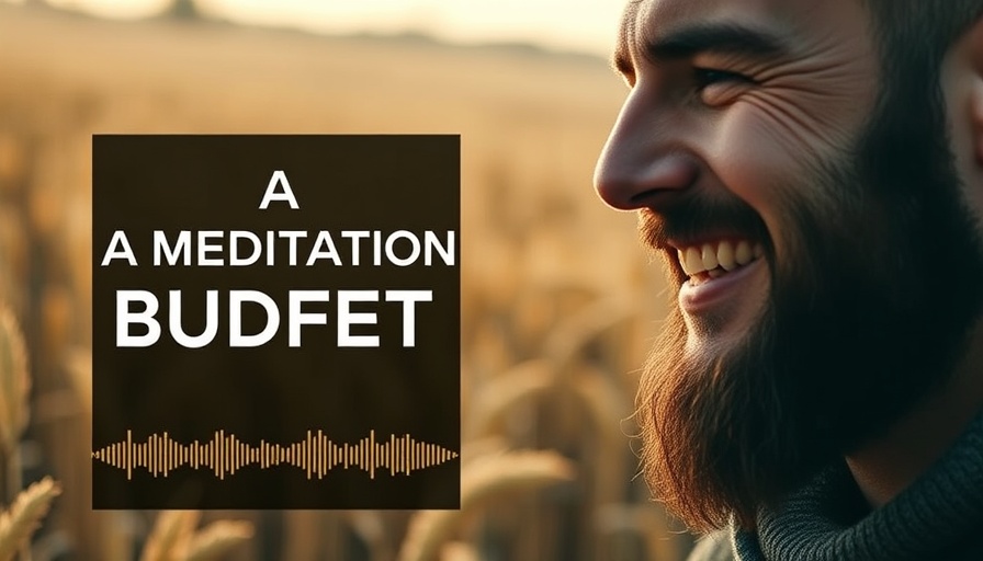 Podcast cover with smiling person promoting types of meditation techniques.