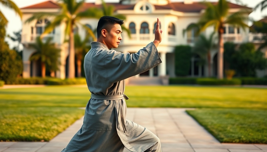 Mindfulness in acting: Tai Chi practice in elegant mansion setting.