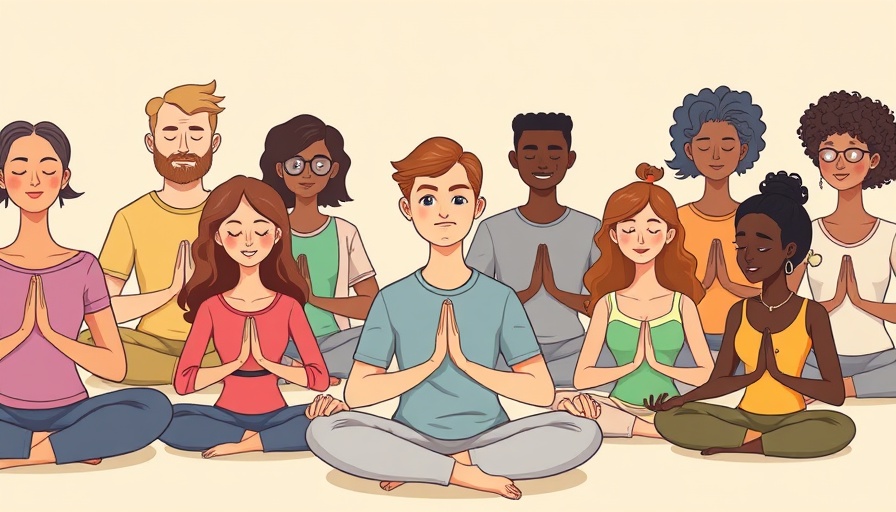 Diverse group meditating together in pastel colors - What Is Mindfulness?