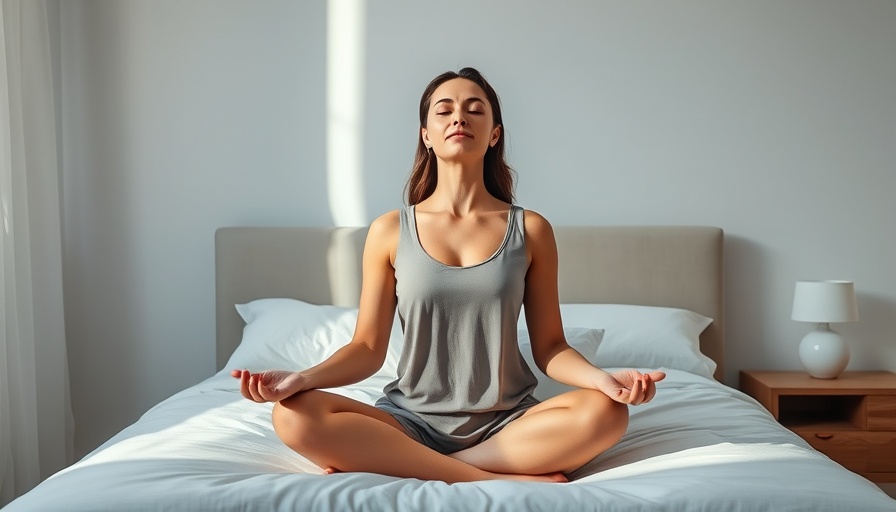 Woman meditating in bed, serene expression, how to meditate in bed.