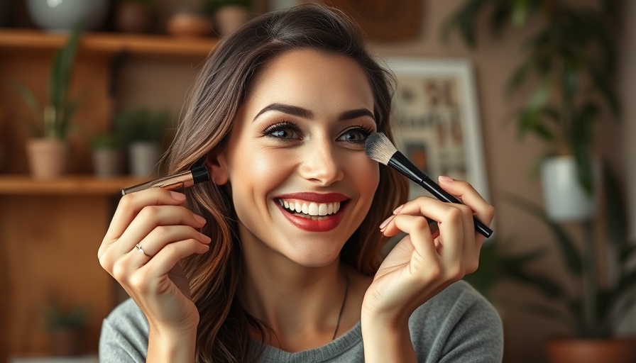 Benefits of clean makeup demonstrated by a woman in cozy setting.