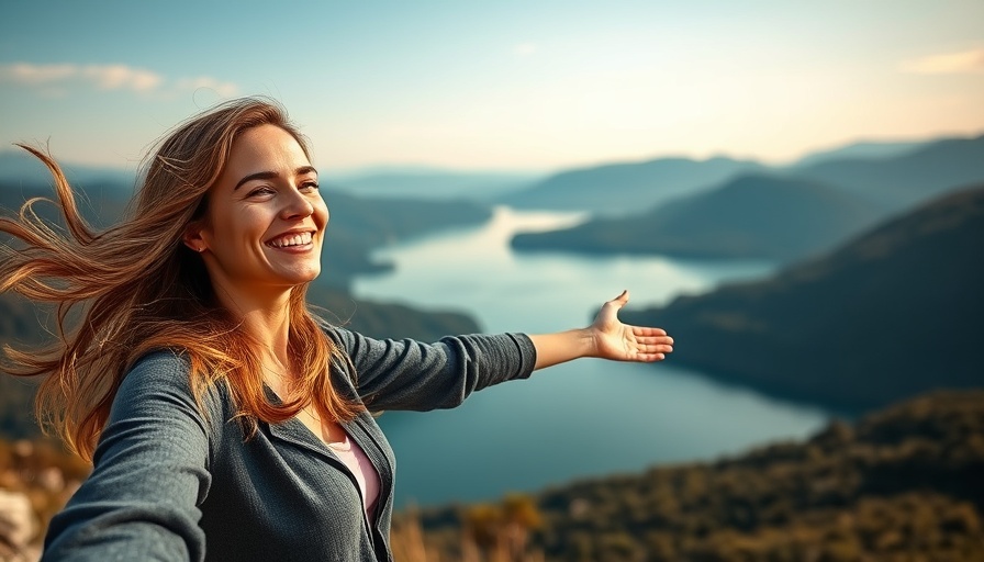 The light always comes back: Smiling woman enjoying scenic view.