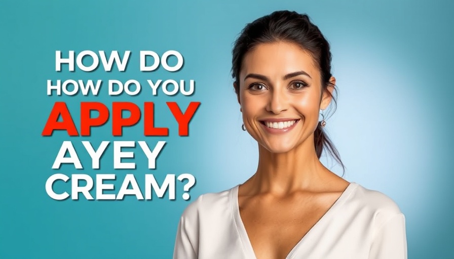 Confident woman beside 'How to apply eye cream' text.