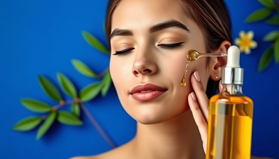 Best Anti Aging Oils graphic with woman applying facial oil.