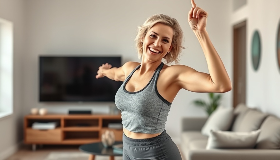 Lose Belly Fat routine with an energetic middle-aged woman indoors.