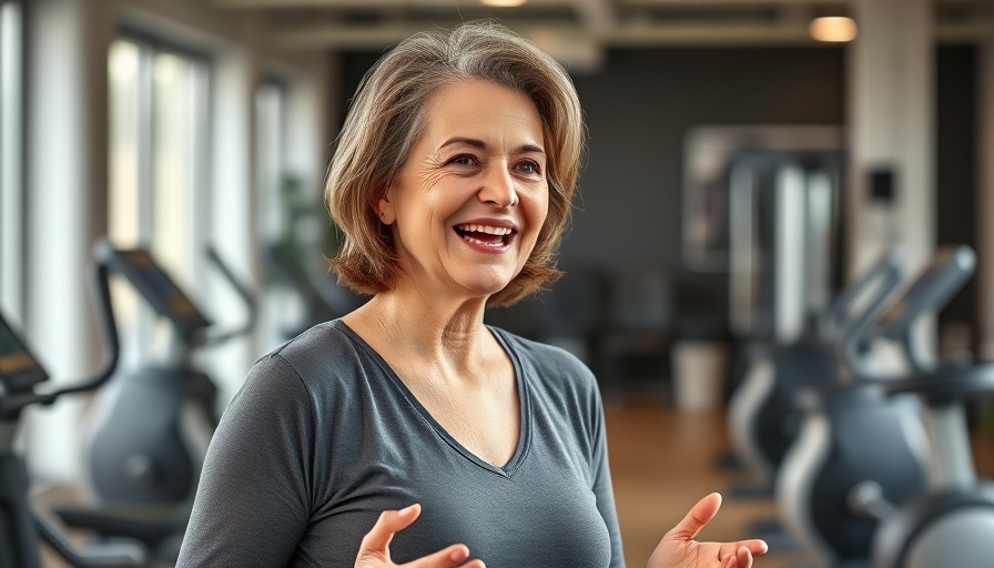 Confident middle-aged woman discussing weight loss for menopausal women.